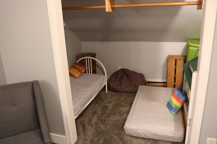 Two toddler beds in a cozy space,  just for kids!