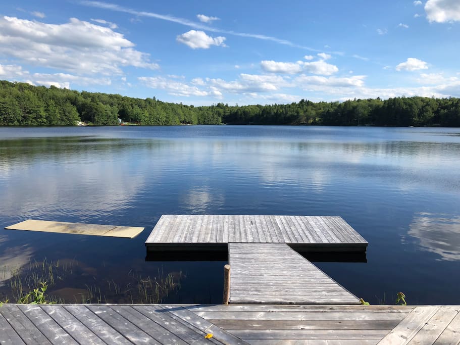 View of the lake. No motorized boats are allowed so it is very quiet and great for swimming.