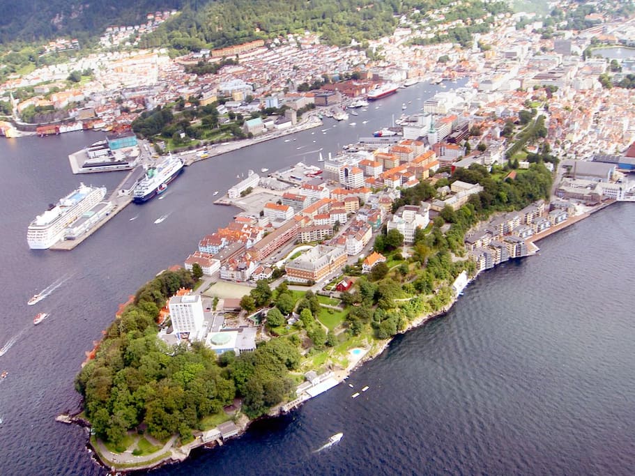 Nordnes is the most charming part of Bergen. A beautiful peaceful peninsula, but still very close to the city center ca 7 min. Famous for its historic old wooden houses and narrow cobblestone streets. With a big park, cozy cafes and lots of culture