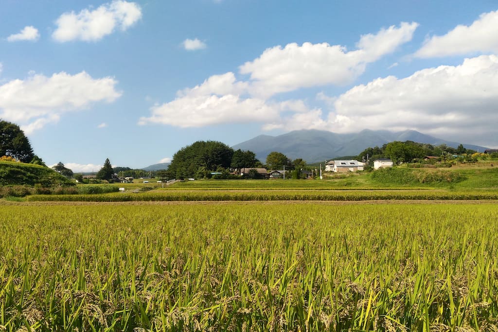 House is in the center of pic. Yatsugatake Mountains in the rear.