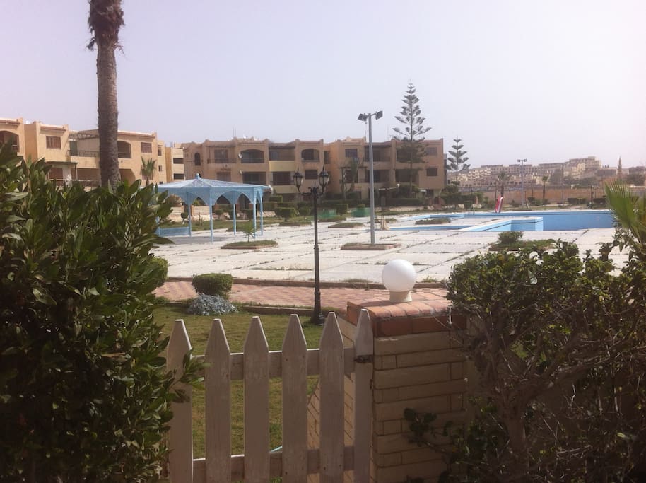 Swimming Pool seen from private garden.