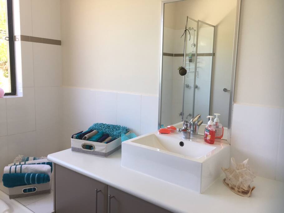 Bathroom very bright with natural light