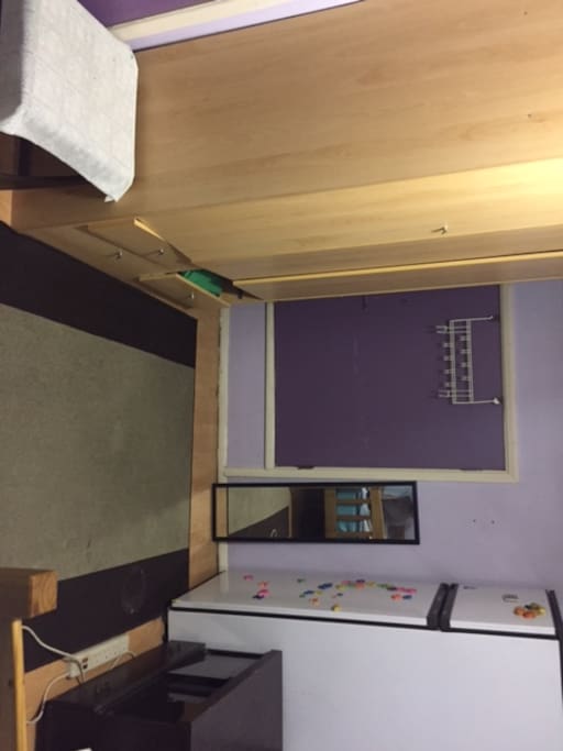 Wardrobe, fridge and bedside cabinet, can also be used for a table top stove