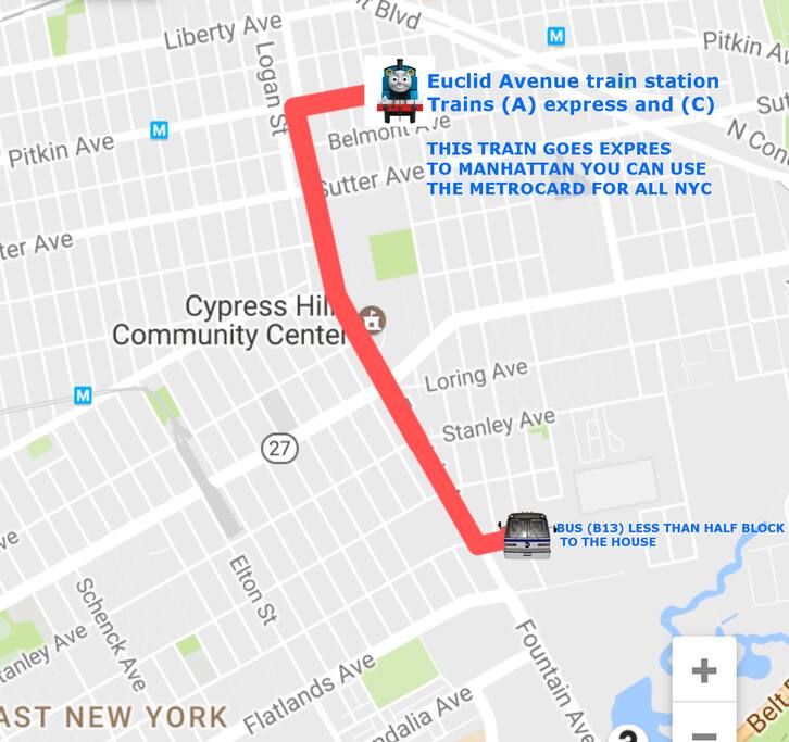 Distance from bus stop to train station.