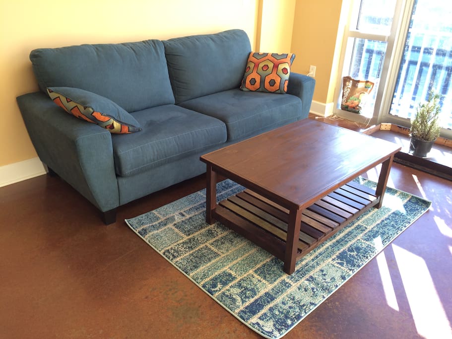 Sitting room with sofa, coffee table