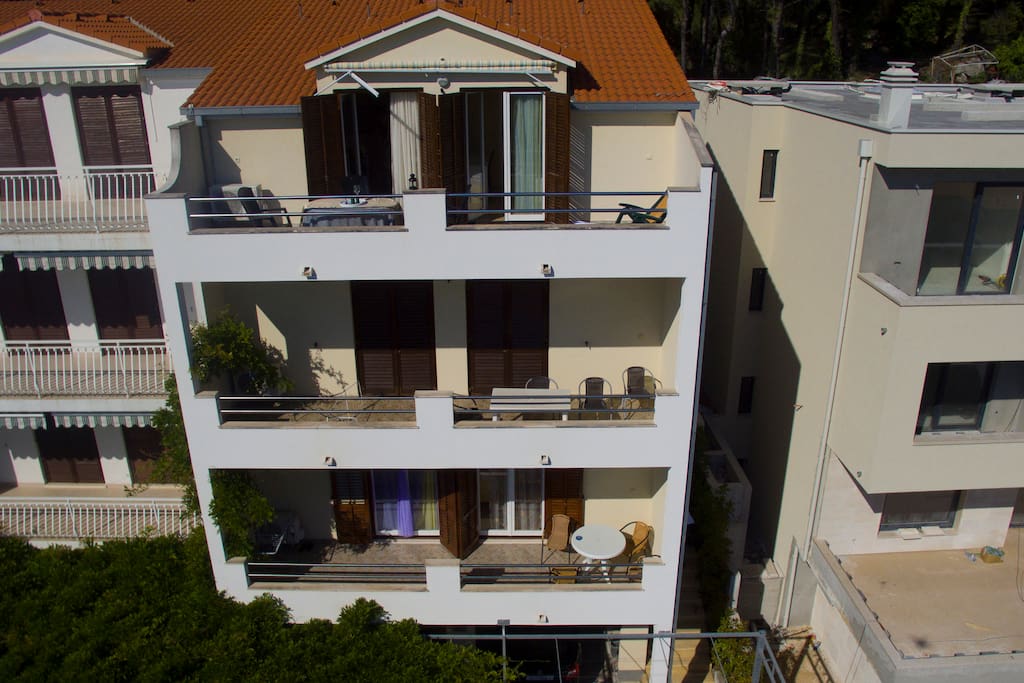 our house, view on the terrace from bird view