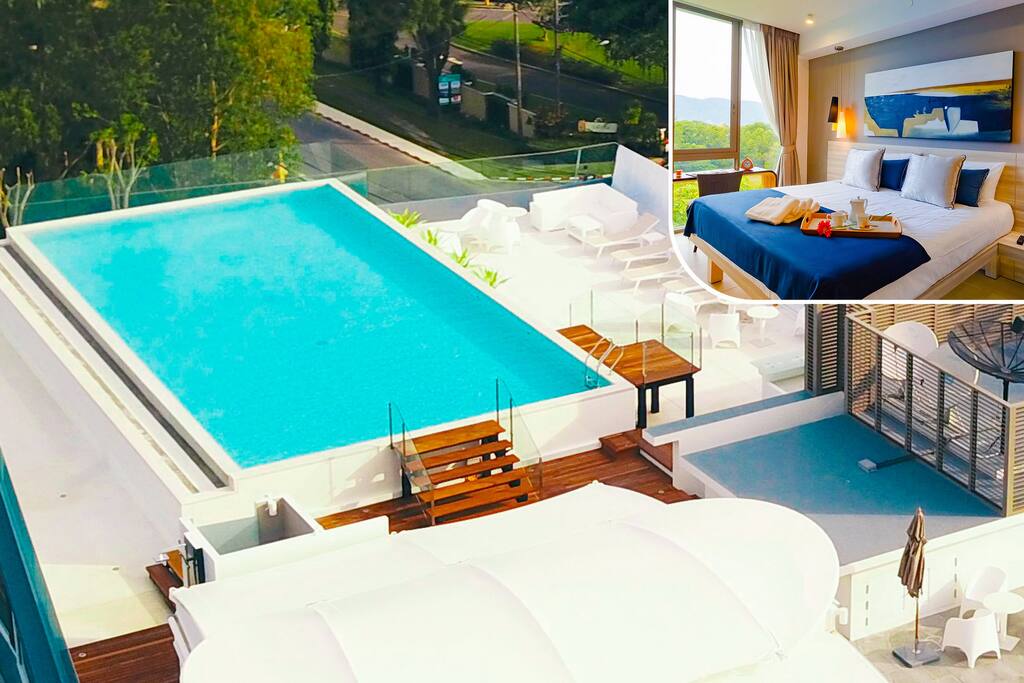 A large swimming pool with clean water