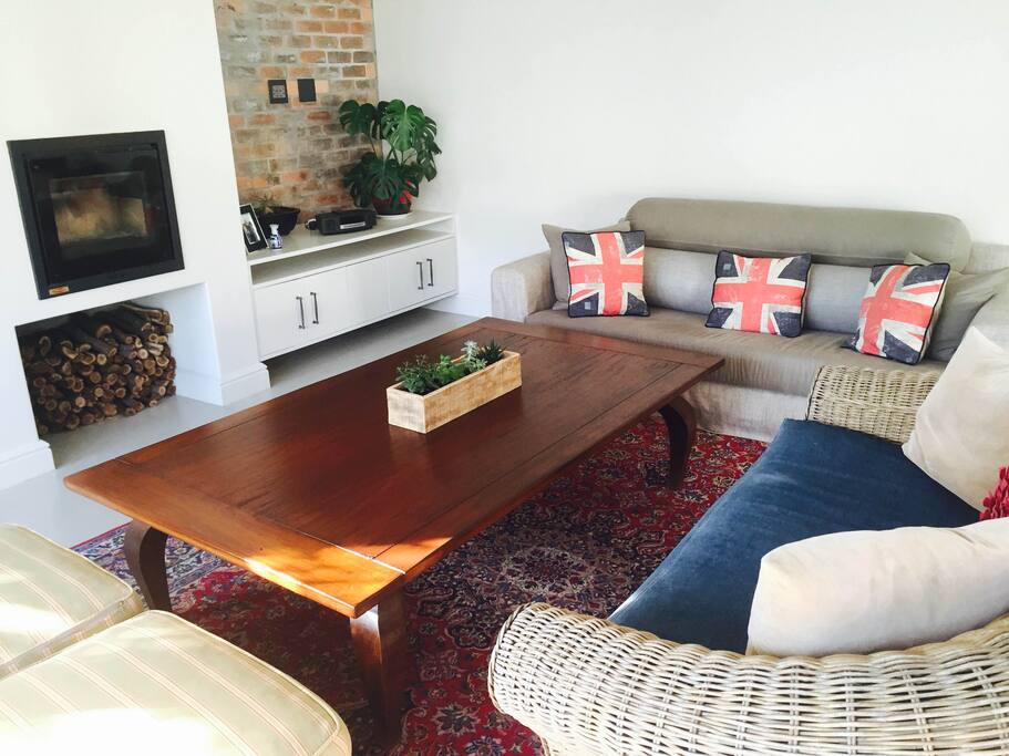 Lounge with built in fireplace
