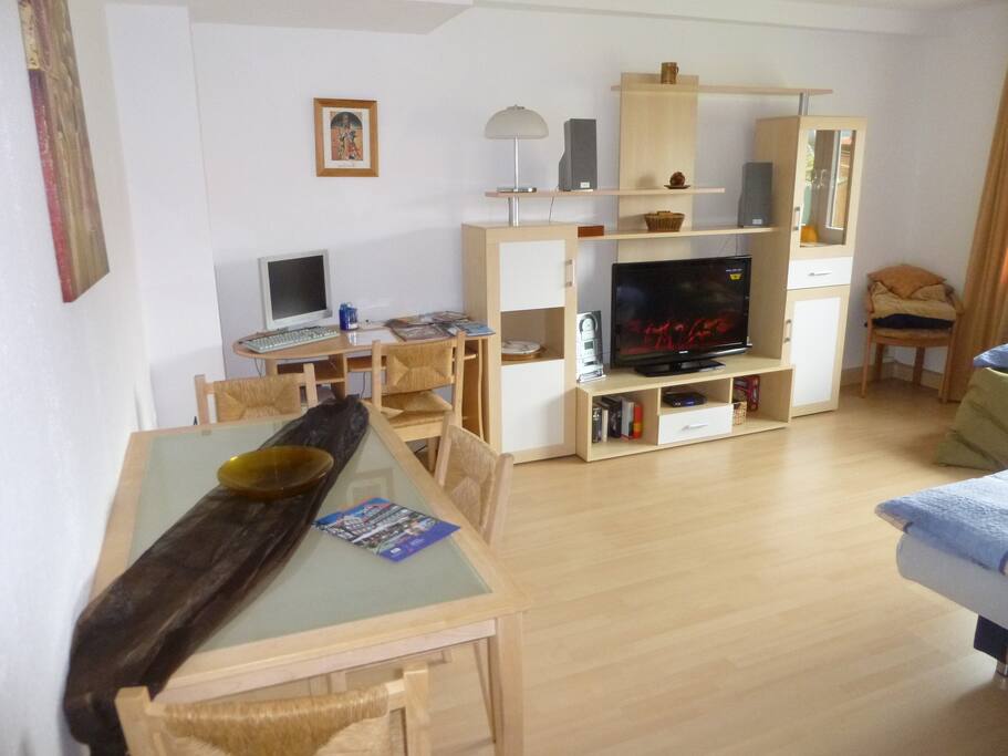 Wohnzimmer-living room with computer and sat-tv
