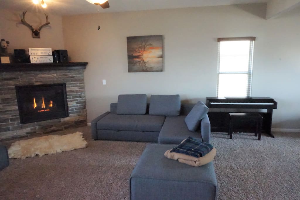 we have an E-piano you can use in the living room (main floor)