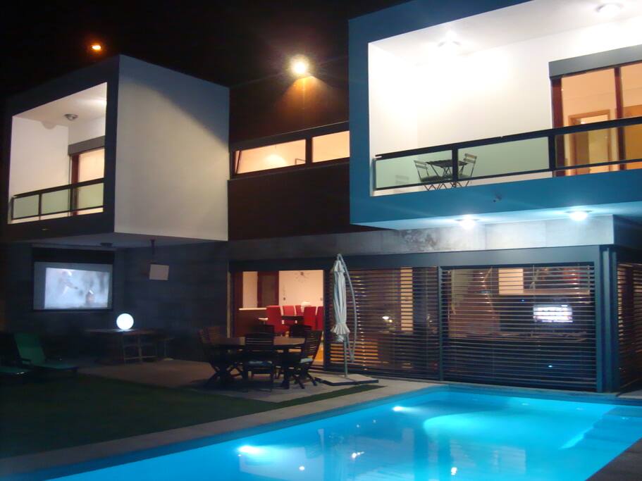 Outdoor cinema by the pool