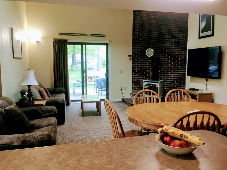 View from the kitchen. Lots of space to relax. Attitash is just through the slider.