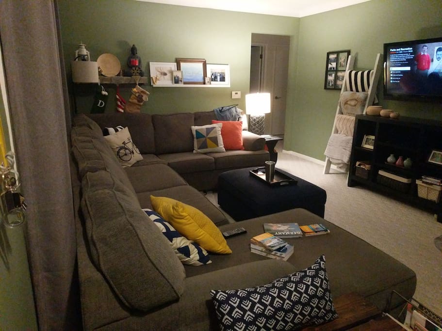 Our cozy living room at night