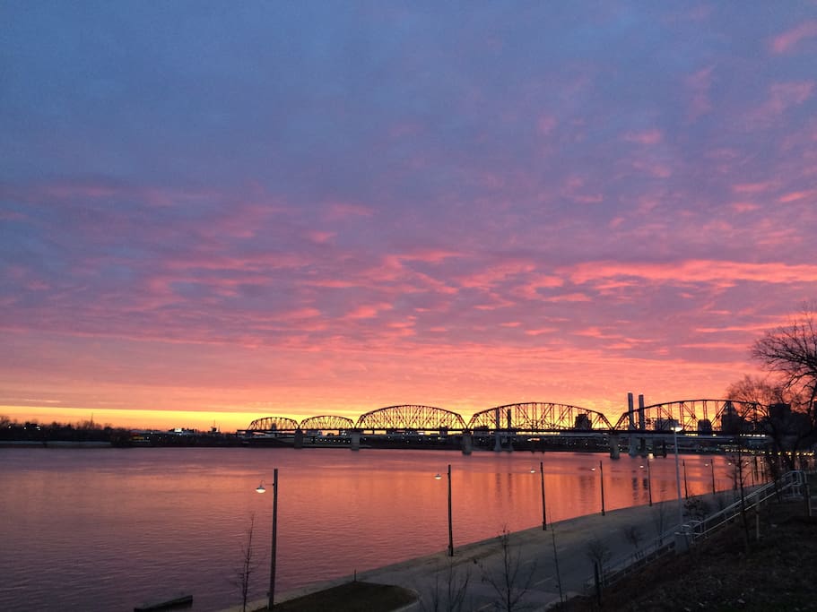 View of the Walking Bridge and Downtown Louisville from the front porch