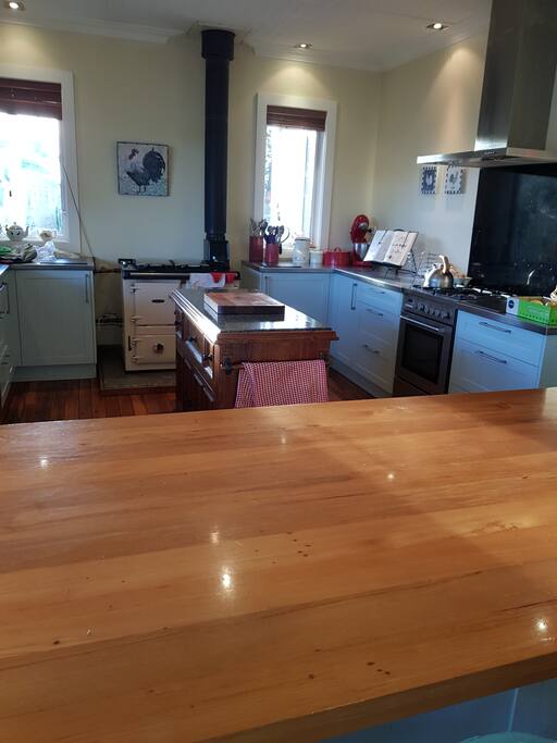 Enjoy breakfast in the spacious kitchen