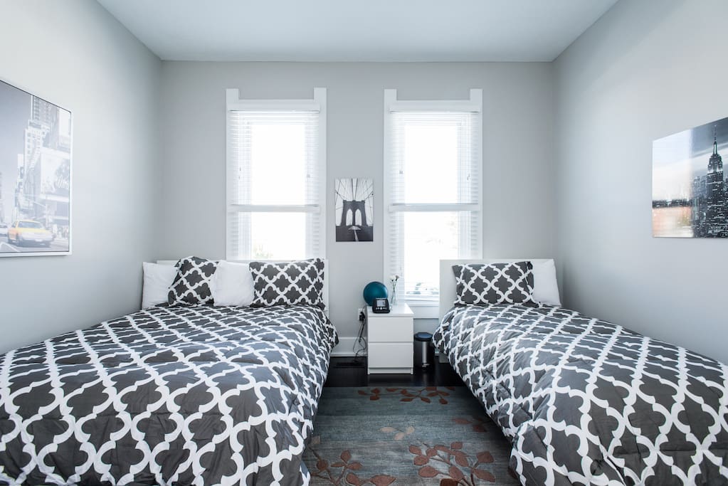 The master bedroom has a queen bed along with a single bed.