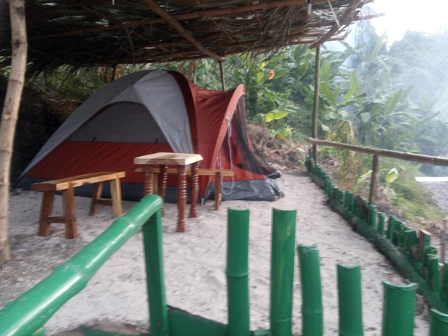 Chairs and table for relaxation. Power outlet and fan will also be provided.