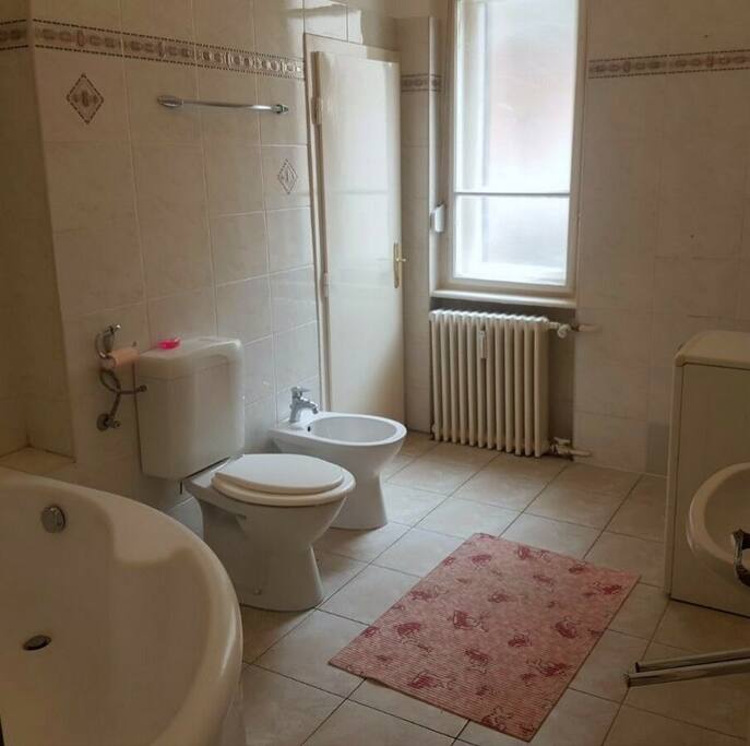 Bathroom with a hot tub shower!