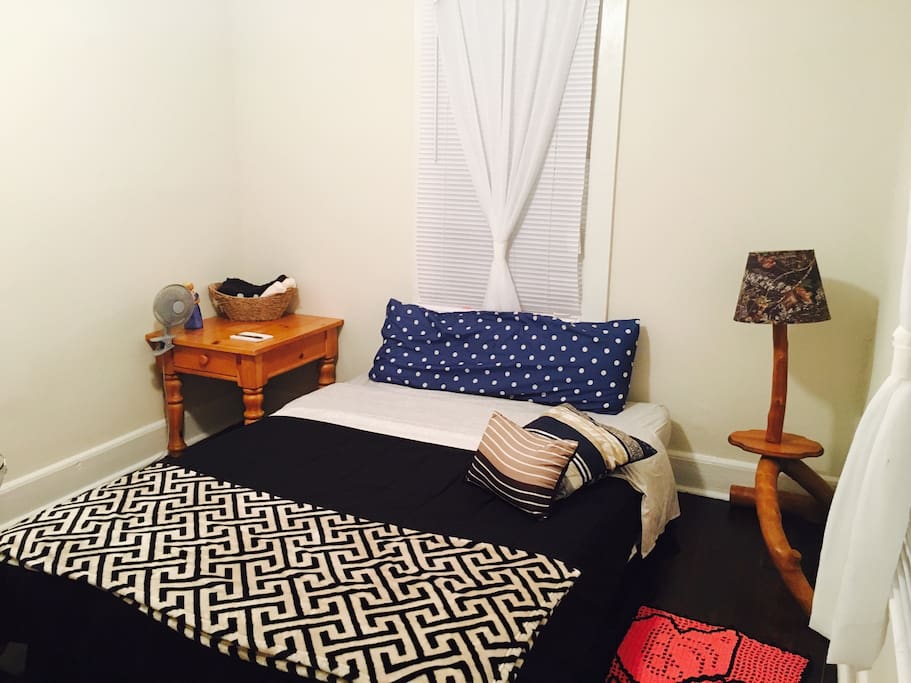 Full size bed in private room.