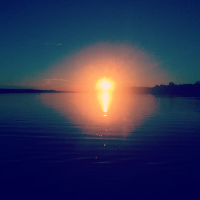 Morning sunrise from the ferry ride to the mainland