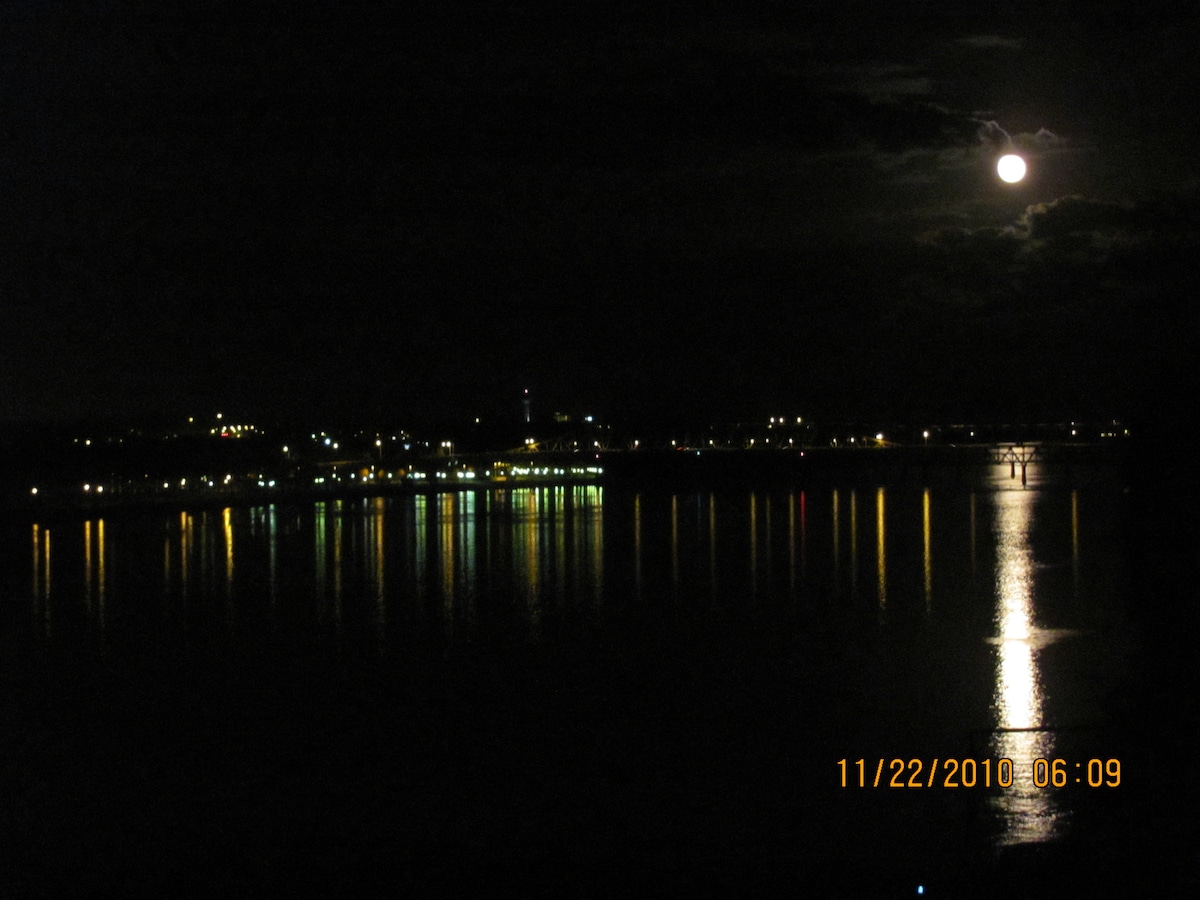 Amazing view from the back yard at night. at Historic Muscle Shoals Music House – private room in Sheffield