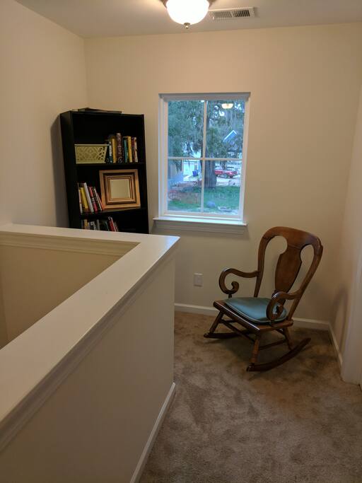 Sitting space outside of guest bedroom