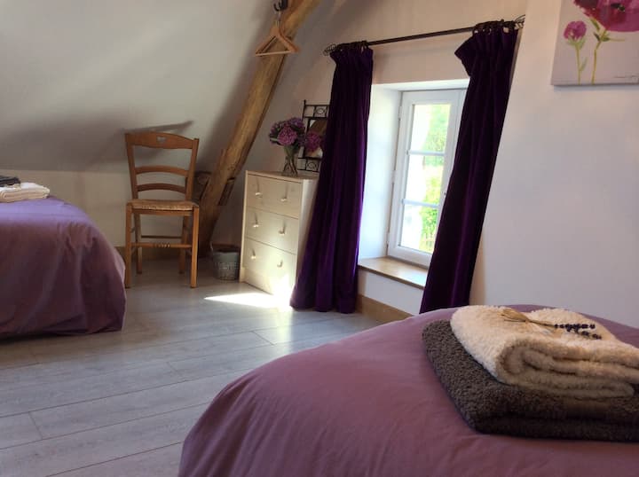 Лесна и проветрена спална соба со два кревета