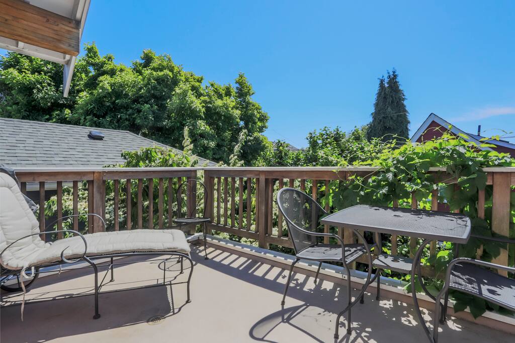 There are relaxing treetop views from the deck.