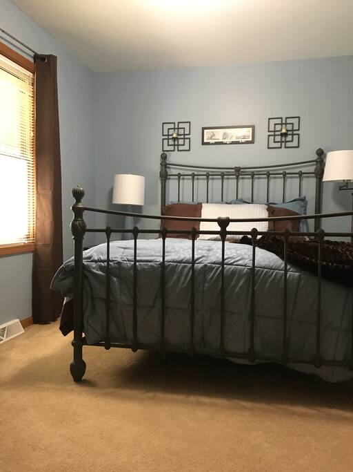 Main bedroom with view of back yard