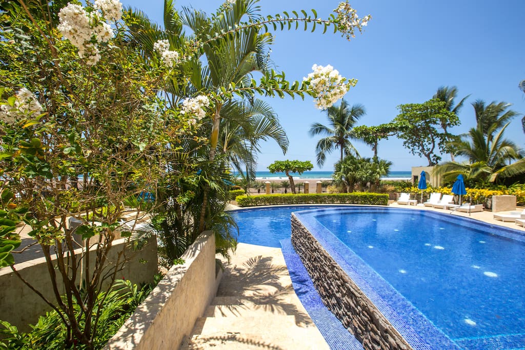 Pool with ocean in background