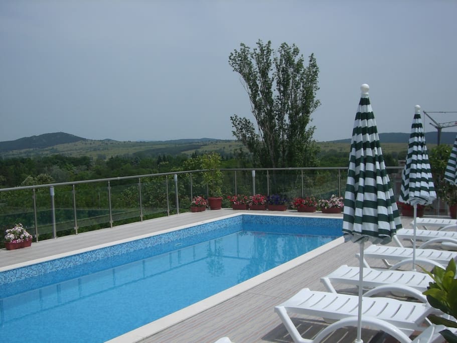 The swimming pool 10.5/3.5m with mineral water