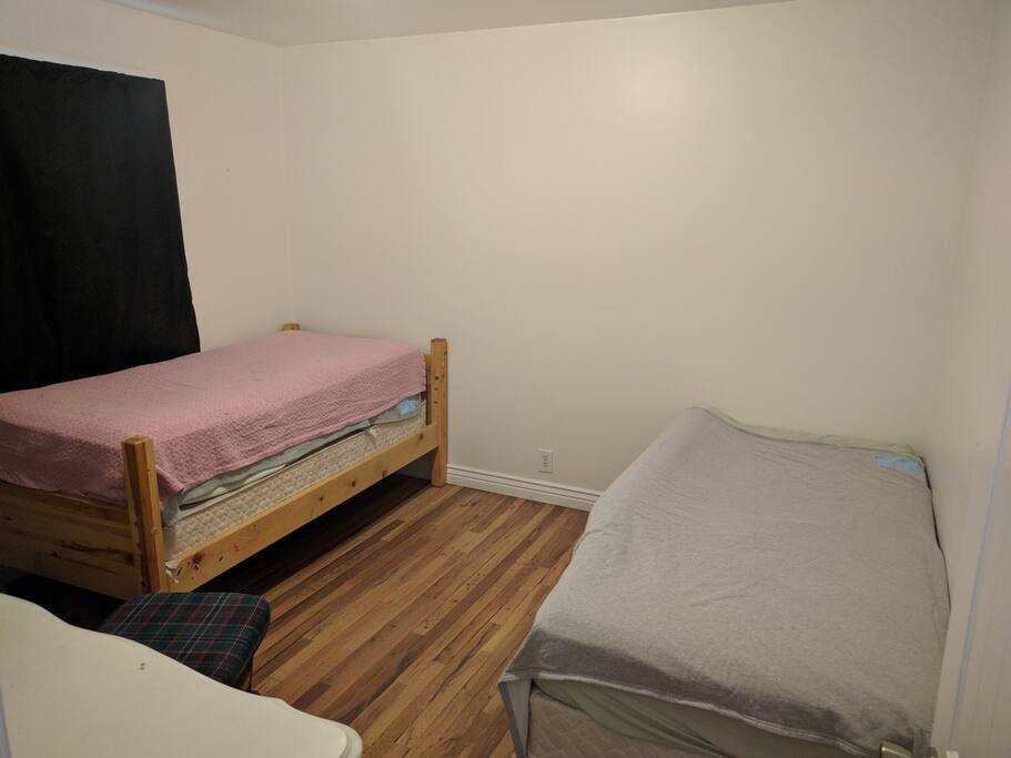 Two twin beds (they do have pillows)