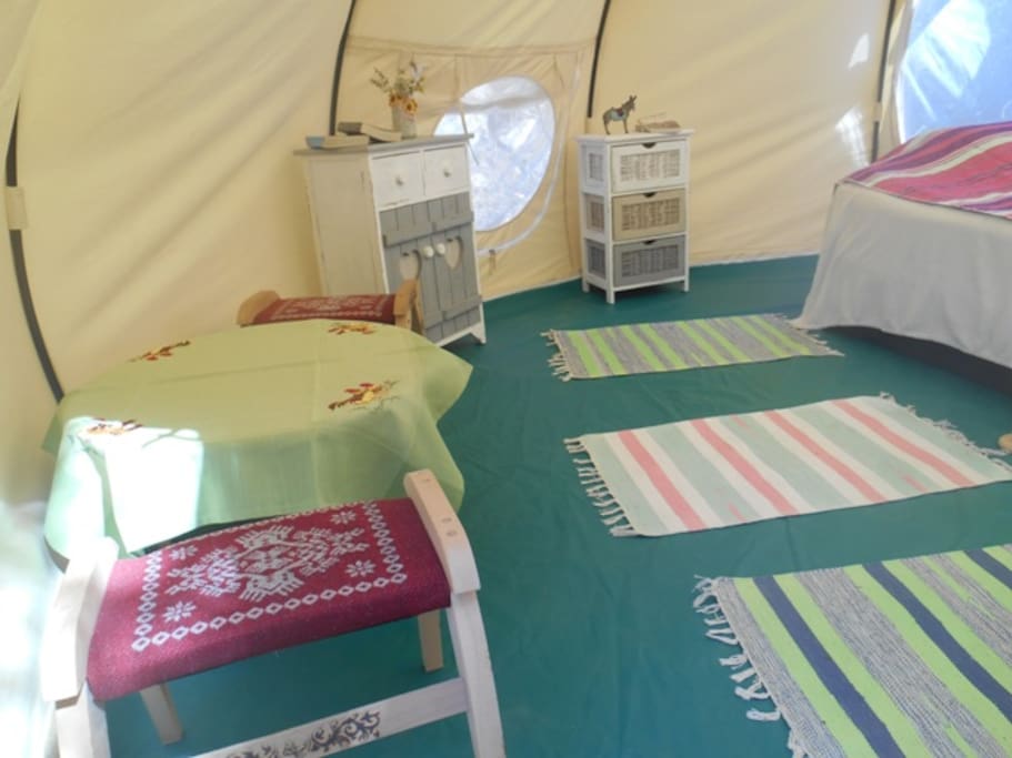 interior of the tent
With one queen size bed