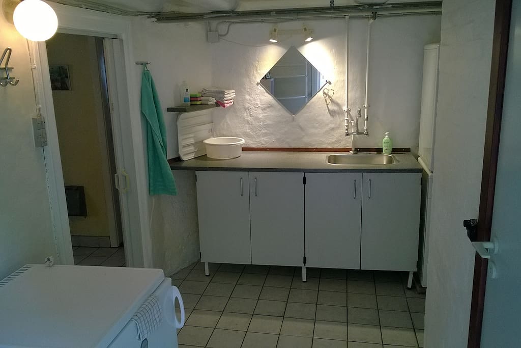 Indgang m. eget køleskab, bord og vask