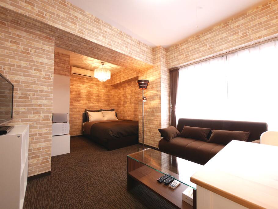 Double bed and double sofa-bed