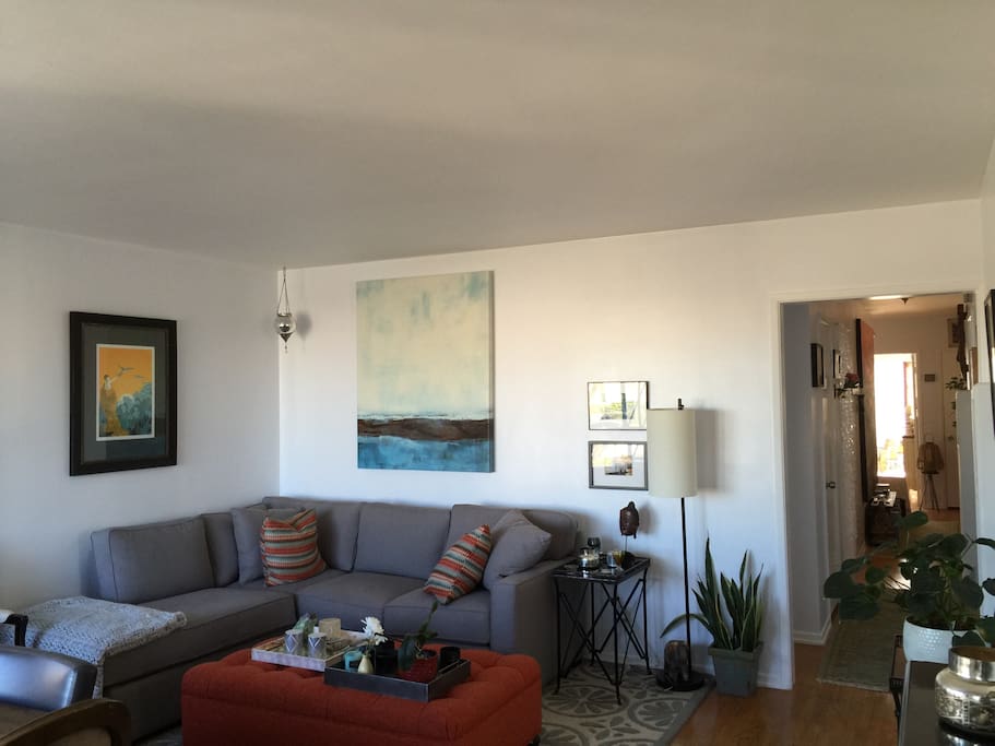 Chill-out in the comfy and chic living room. It gets tons of natural light.