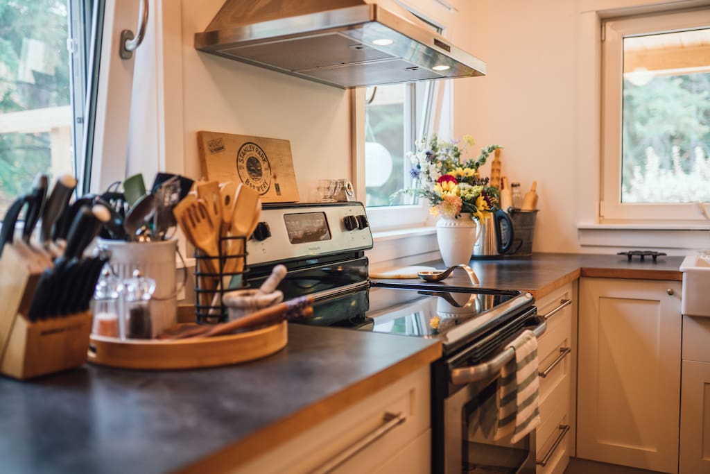 Fully equipped kitchen invites you to explore your culinary side.