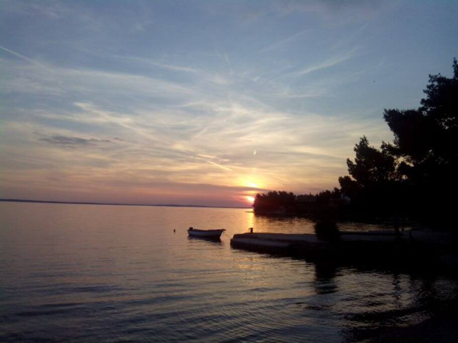 Sunset on the beach near apartment