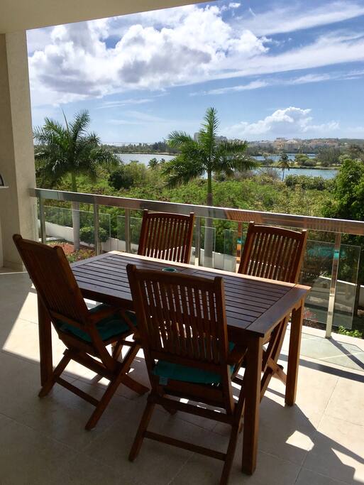Spacious terrace with teak chairs and table, Gas BBQ included (not pictured)