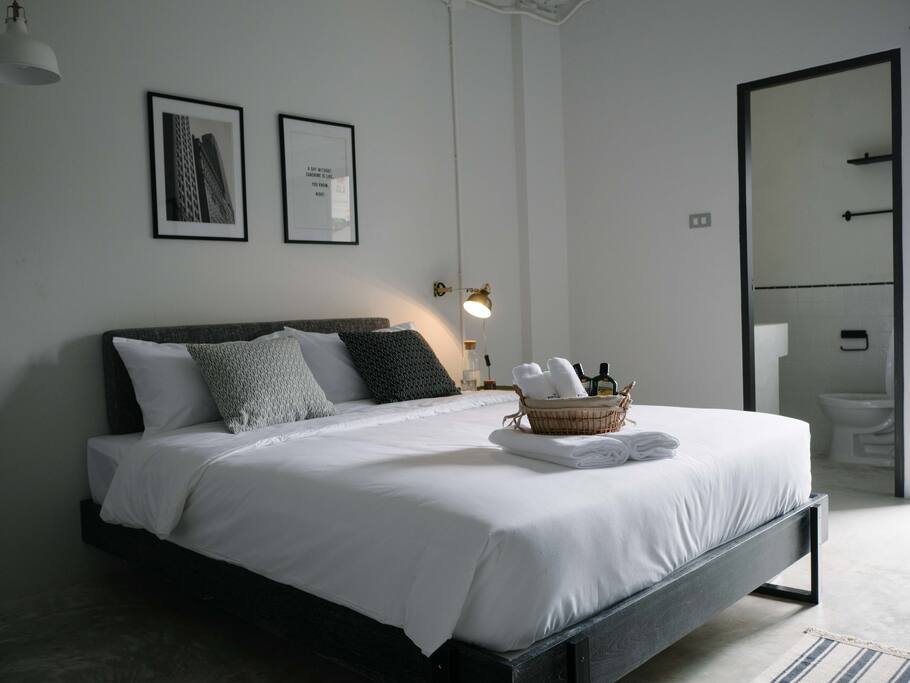 Comfy bed with hotel quality bedding set