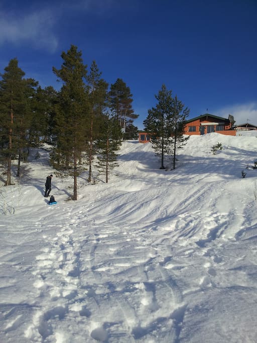Cottage is plased on a hill