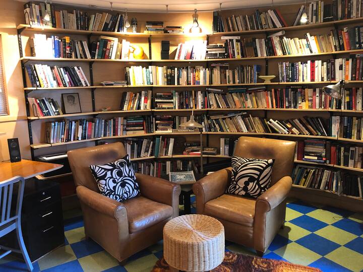 Cozy living area with good light for reading