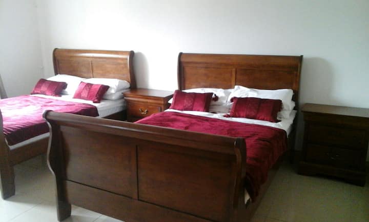 Luxurious Louis Phillippe sleigh beds in both rooms 