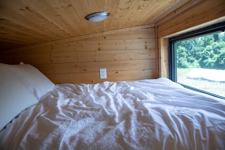 Full-size futon in loft
