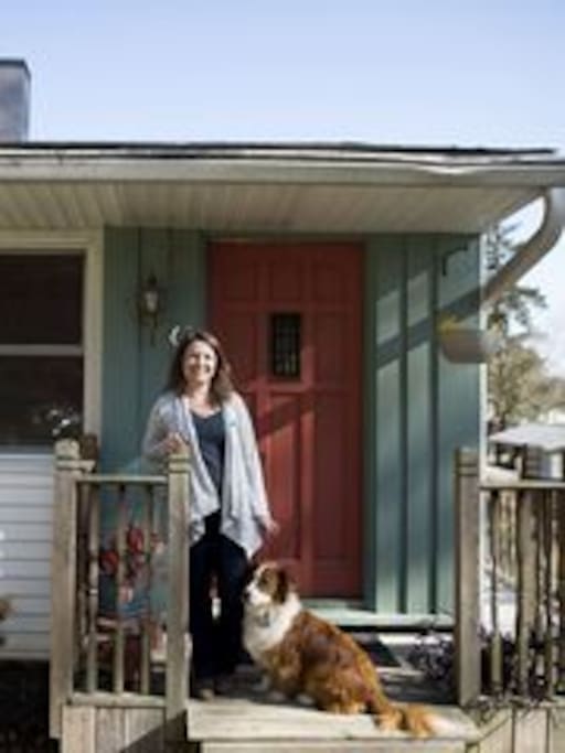 Me with my dog Buddy out on front stoop