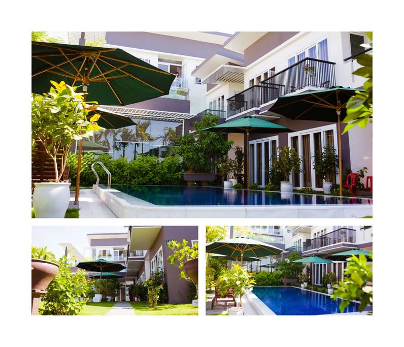 Guest bedrooms are facing the pool.
Behind the pool (with glass window) is the kitchen and living room.