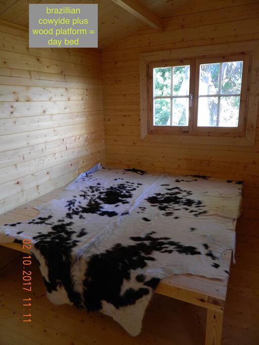 Remove the futons and get a cowhide daybed