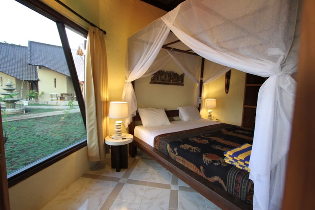 Ocean sea view bungalow with AC in King Size Double bed