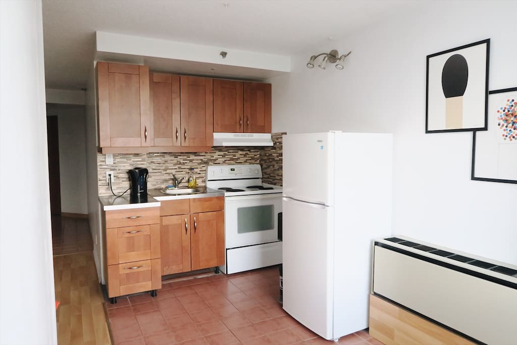 The kitchen is also equipped with a kettle and coffee maker, should you need it.