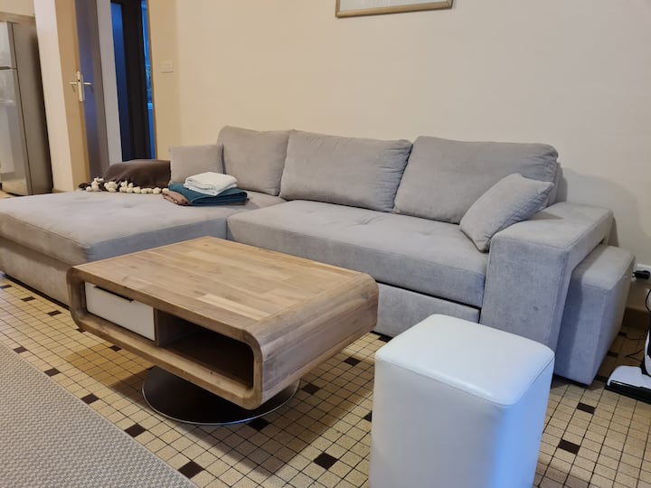 Sebule iliyo na kitanda cha sofa kwa ajili ya watu wawili. - Fleti ya 2